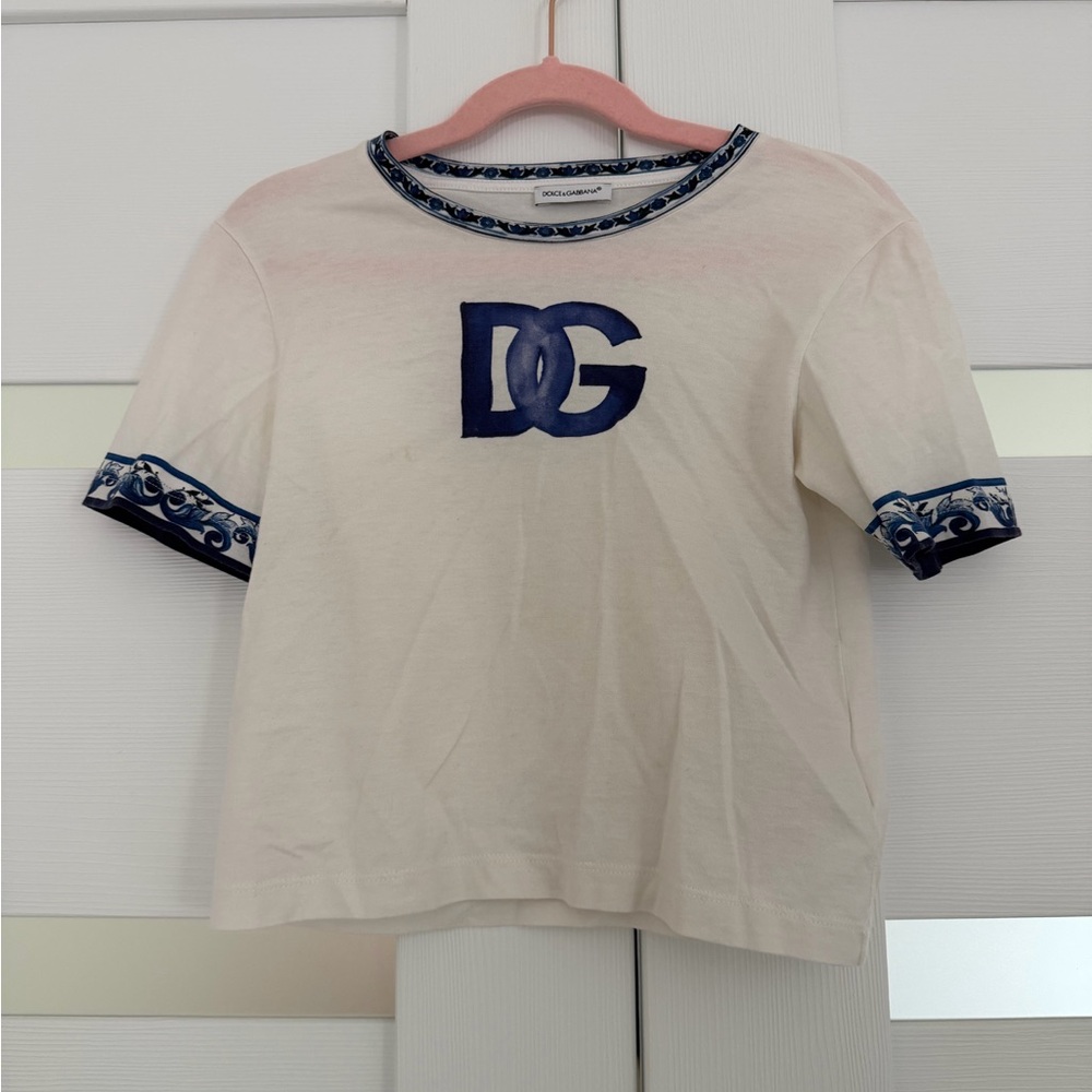 Dolce & Gabbana Cream and Blue Kids Tee